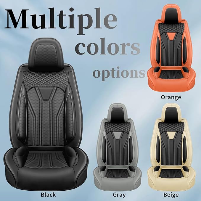 Fit Sonata Car Seat Covers Premium Leather for Hyundai Sonata 2007-2025 2026. Waterproof， Breathable, Scratch-Resistant & All-Weather Seat Cushion Protector（Front Seat,All Black