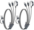 2Pack Multi Charging Cable Cord for Travel Essentials,Apple Watch Charger,iPhone Charger,[3-in-2] Type C/Lightning Cable Portable Designed for iWatch,iPhone 17-8,Galaxy S25-21,AirPods,iPad-1.5M Black