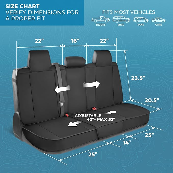 Cat® Edge Deluxe Faux Leather Car Seat Covers – Full Set (2 Front + 1 Rear Bench) – Semi-Custom Universal Fit, Two-Tone Black – Rugged Automotive Interior Covers for Cars, Trucks & SUVs