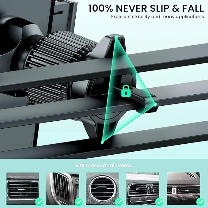 GUWEZ 360° Adjustable Car Phone Holder Universal Hands-Free Mount for iPhone & Android, 3 in 1 Windshield Air Vent Dashboard Hands-Free Car Mount for iPhone Android Smartphone