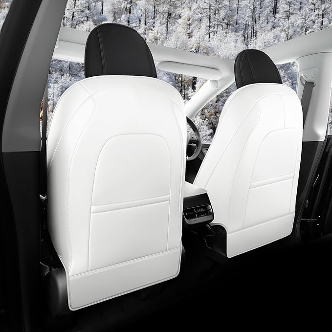 Car Seat Cover for Tesla Juniper Full Set Custom Fit Tesla Model Y Seat Cover 2025 2026 Nappa Leather Seat Protect for Cars (Black+White-Juniper)