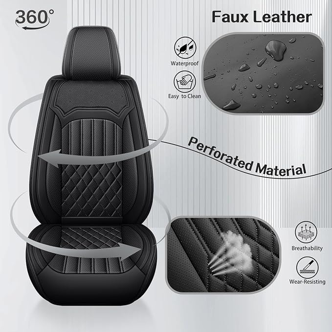 Car Seat Covers for Genesis GV70 2022-2025 2026, Full Set Premium Nappa Leather Waterproof Breathable Anti-Slip Airbag Compatible Car Seats Protector, Car Interior Seats Cover (Black+Red)