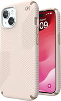 Speck Presidio2 Grip iPhone 15 Case - 6.1 inch - Compatible with iPhone 14 & 13 - Bleached Bone/Heirloom Gold/Hazel Brown