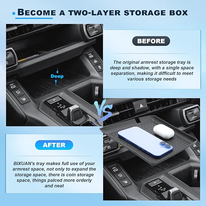 (3PCS)2026 R AV4 Center Console Organizer For 2026 Toyota R AV4 Wireless Charging Pad & Shifter Front Mats & Passenger Dash Tray 2026 R AV4 Accessories Anti-Slip Silicone Liner Mat Set 6th Gen R AV4
