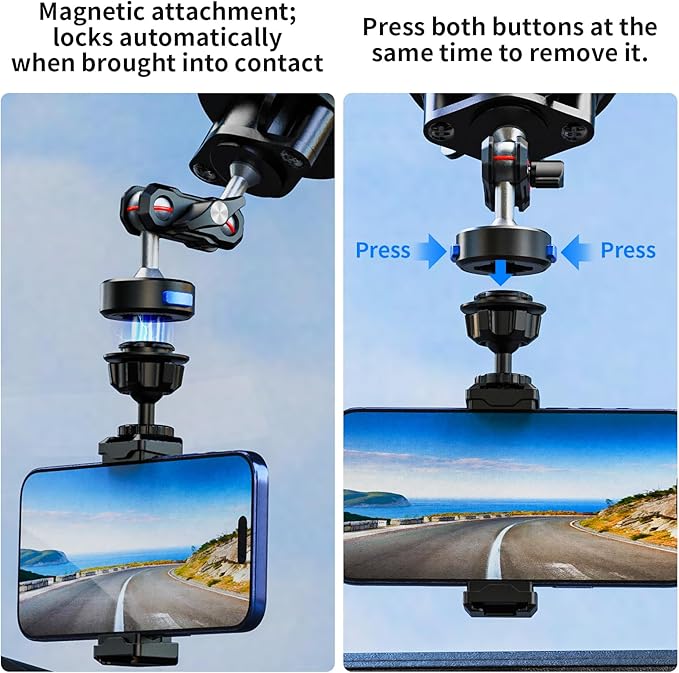 SOH Magnetic Suction Cup Car Phone Mount, 360° Rotation Stable Car Dashboard & Windshield Phone Holder Mount, Powerful Smartphones Suction Cup Car Holders Mount Hands Free for All Smooth Surface
