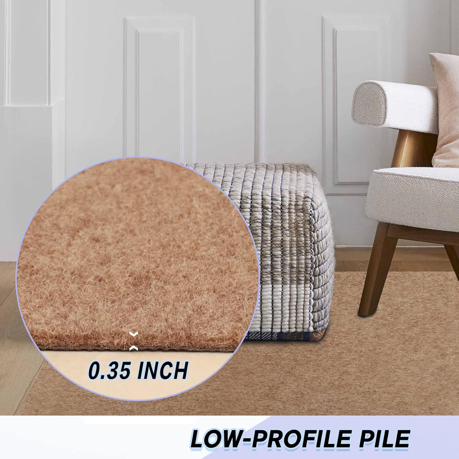 Custom Size Backed Non-Slip Area Rugs Runner, Easy Clean, Waterproof Runner Rugs for Hallway Entryway, Kitchen, Laundry, 2FT x 19FT, Beige