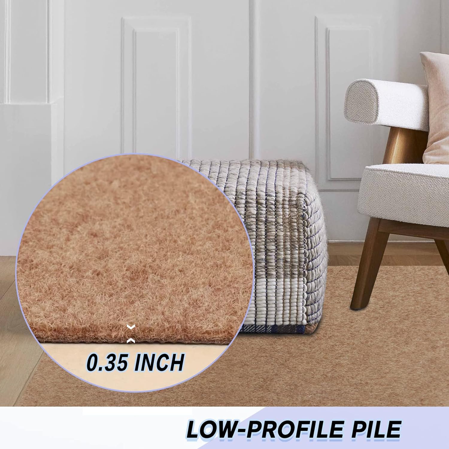 Custom Size Backed Non-Slip Area Rugs Runner, Easy Clean, Waterproof Runner Rugs for Hallway Entryway, Kitchen, Laundry, 3FT x 67FT, Beige