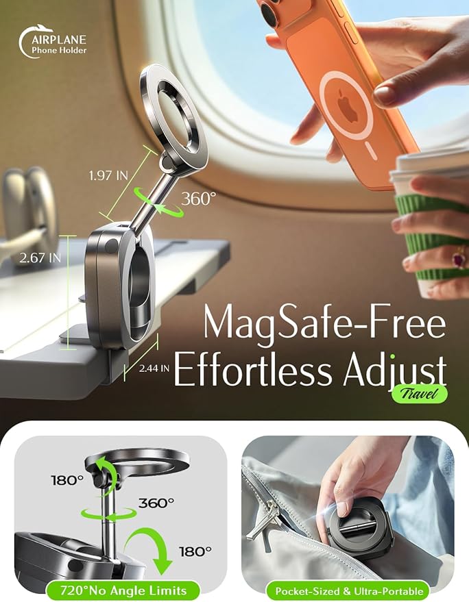 LISEN Airplane Travel Essentials for Women Men Phone Holder Cruise Must Haves International Europe Essentials Travel Size MagSafe Phone Accessories Airplane Gadgets Men Long Flight Mother's Day