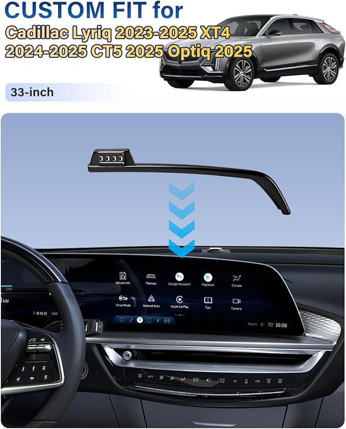 Magnetic Phone Mount for Cadillac Lyriq 2023-2025 Accessories, XT4 2024 2025, CT5 2025, Optiq 2025, 33-Inch Screen Fixed Clip, Cell Phone Base Automobile Cradles Magnets Phone Holder for MagSafe