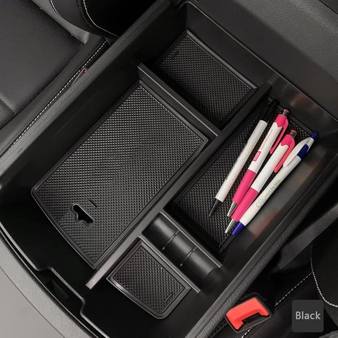 EDBETOS Center Console Organizer Tray Compatible with Atlas Accessories 2018 2019 2020 2021 2022 2023 Secondary Armrest Storage Glove Box Divider ABS Black Materials (Black Trim)