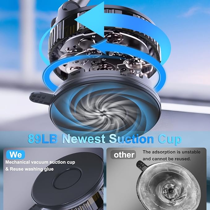 Vacuum Car Phone Holder for MagSafe, [96+LBS Suction+3000gf Strong Magnetic] 360°Adjustable Nano Gel Suction Cup Phone Mount for Car/Gym/Mirror Compatible with iPhone 17 Pro Max/16/15/14/13/12