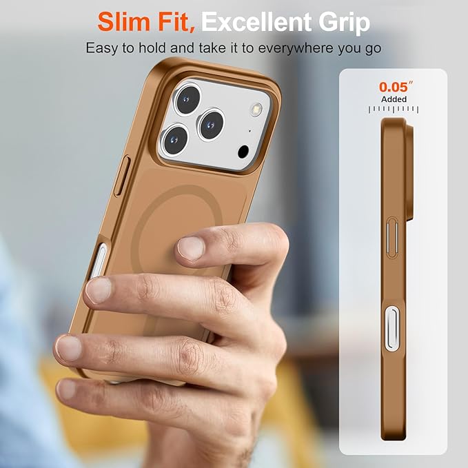 SUPFINE Magnetic for iPhone 17 Pro Max Case (Compatible with MagSafe)(Military Grade Drop Protection) Translucent Matte Shockproof with Anti-Fingerprint Phone Cover,Brown