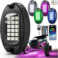 4Pods Heavy Duty Aluminum RGBW LED Rock Lights Kit for ATV UTV 4 Wheeler Can-Am SXS RZR Side by Side Offroad Vehicle, APP & RF Remote, Plug&Play Pre-Wired, IP67 Waterproof 12V Underglow Accent Light
