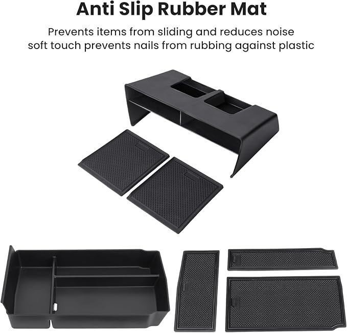 2pcs Center Console Organizer Armrest Tray Insert Storage Box for Honda CRV 2023-2026, Center Console Organizer Combo for 2023+ CR-V Hybrid Accessories, ABS Plastic, Black