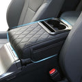 Upgraded Heightening Cup Holder Car Center Console Cover, Leather Car Armrest Cover Cushion with 2 Storage Bags,Car Armrest Storage Box Interior Accessories for Most Vehicles (Black)