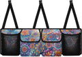 Car Trunk Organizer Boho Mandala Floral Flowers Back Seat Car Organizer with Adjustable Straps for Women Car Backseat Trunk Organizer