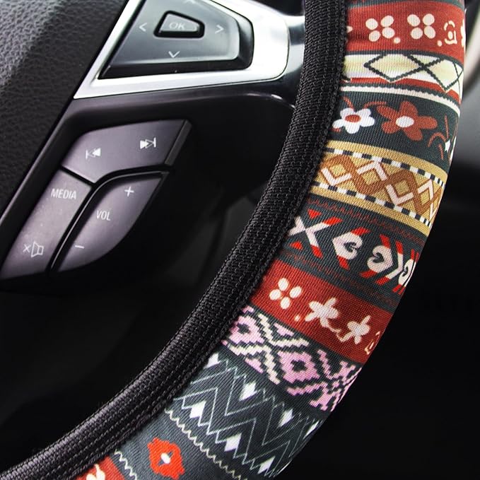 Steering Wheel Cover for Women Boho Universal Steering Wheel Covers Protector Car Accessories for Car 15 inch (Boho)
