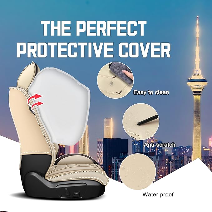 CTDS Car Seat Covers for Honda Accord 2000-2026, Stylish Sport Seat Cover, Premium Nappa Leather Car Seat Cover. Automobile Seat Covers Sets.(Standard 2 Seats/Beige)
