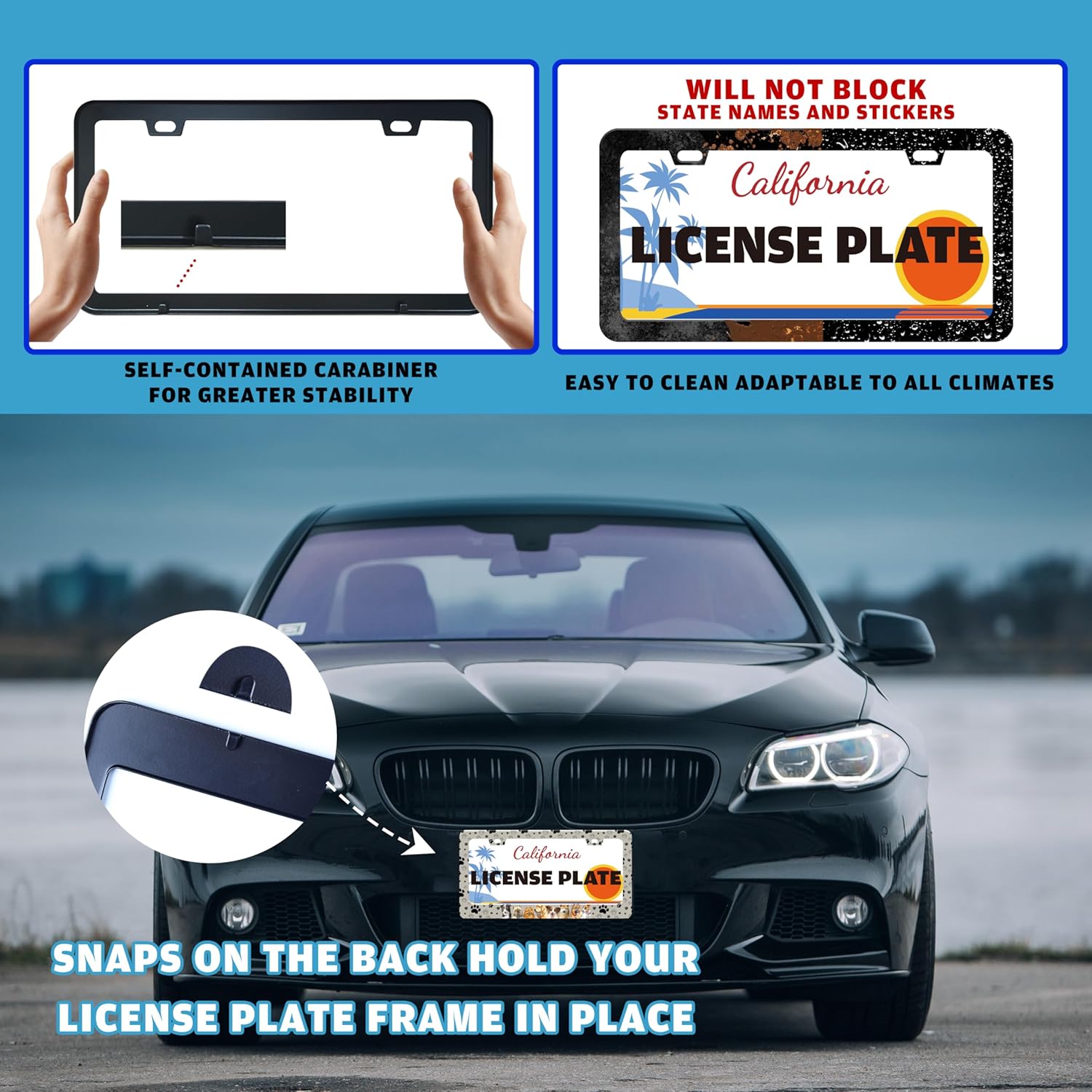 Dog License Plate Frame Pet Paw Prints Stainless Steel License Plate Holder for Front or Rear Car Tags Funny for Car Decoration Accessories with Screws 6.3 X 12.2 in for Women Men