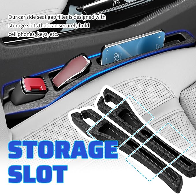 2PCS Car Seat Gap Filler Organizer with Cell Phone Holder,2 in 1 Cars Gap Seat Filler for Blocking Gaps,Upgraded in Between Cars Seats Catcher Car Interior Accessories