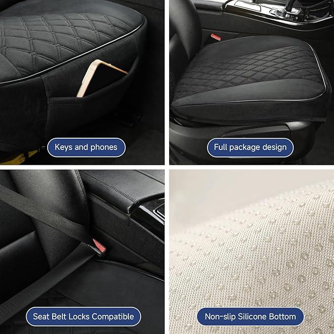 West Llama Front Car Seat Cover Protector, Comfortable Velvet Bottom Seat Cover Fits 95% of Vehicles,Cars,SUVs,Sedans,21.26 × 20.86 Inch(1PC-Black)
