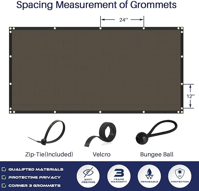 Windscreen4less Privacy Fence Screen Heavy Duty Windscreen Fencing Mesh Fabric Shade Net Cover with Brass Grommtes for Outdoor Wall Garden Yard Pool Deck, 8'x139' Brown