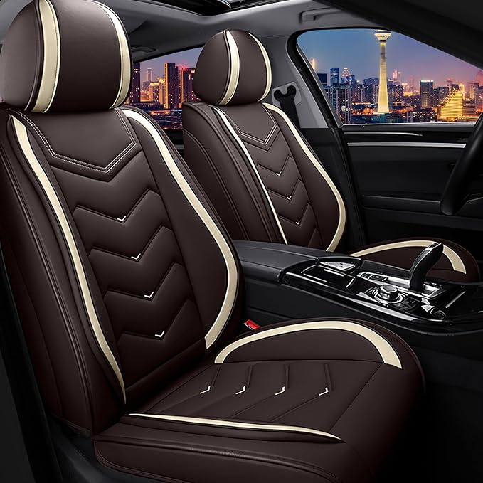 CTDS Car Seat Covers for Nissan Pathfinder 2000-2026, Stylish Sport Seat Cover, Premium Nappa Leather Car Seat Cover. Automobile Seat Covers Sets.(Standard 2 Seats/Coffee Color)