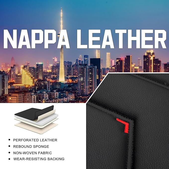 CTDS Car Seat Covers for Chevy Malibu 2000-2026, Stylish Sport Seat Cover, Premium Nappa Leather Car Seat Cover. Automobile Seat Covers Sets.(Standard 2 Seats/Black)
