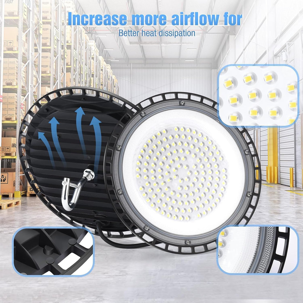 12 Pack 240W UFO LED High Bay Lights,120VAC IP66 Waterproof,40000LM 5000K Daylight, 1050W MH/HPS with Plug Commercial Bay Lighting for Barn,Gym,Factory,Warehouse,Shop,Workshop,Gym,Garage