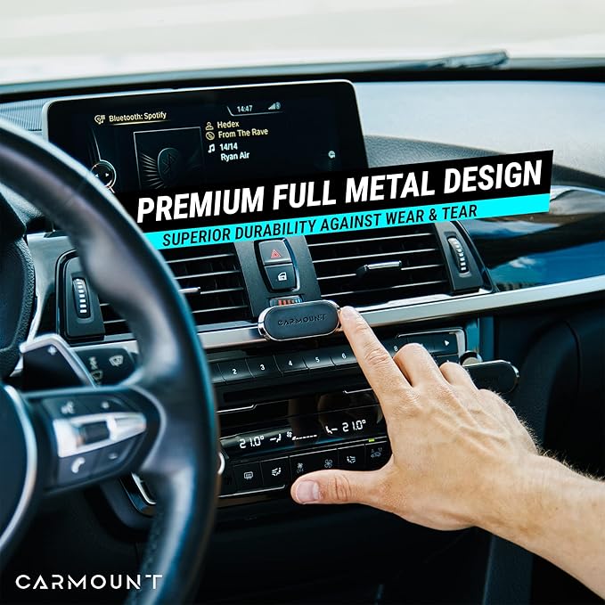 CARMOUNT F1 Dashboard Car Mount | Magnetic Phone Holder for Car, Ultra Strong 8X N52 Magnets, 360° Rotation, Universal Dash Mount for All Cell Phones | Magnet Phone Holder for Car (1 Pack)