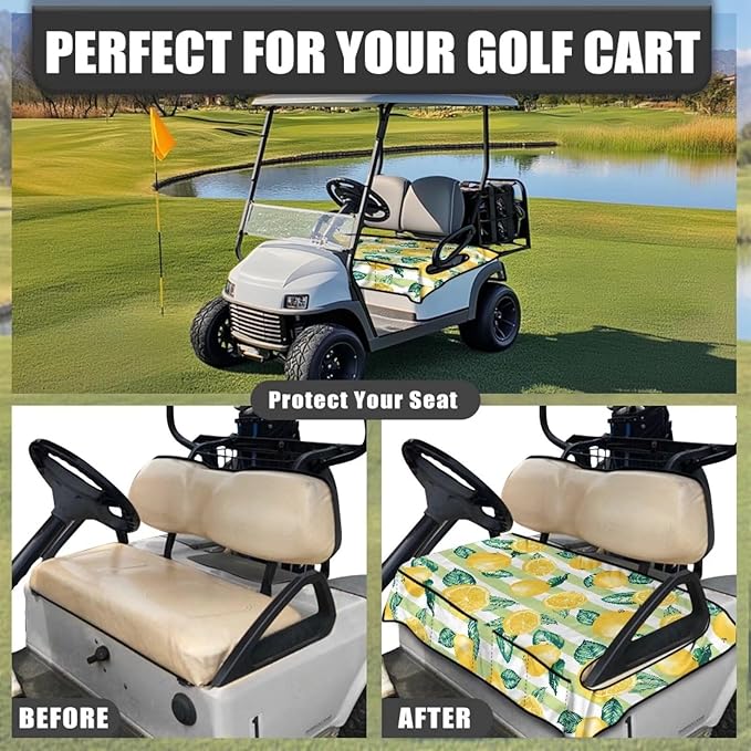 Biyejit Golf Cart Seat Covers with 4 Pockets Golf Cart Seat Towel Blanket Fits 2-Seat Golf Carts, Golf Cart Accessories