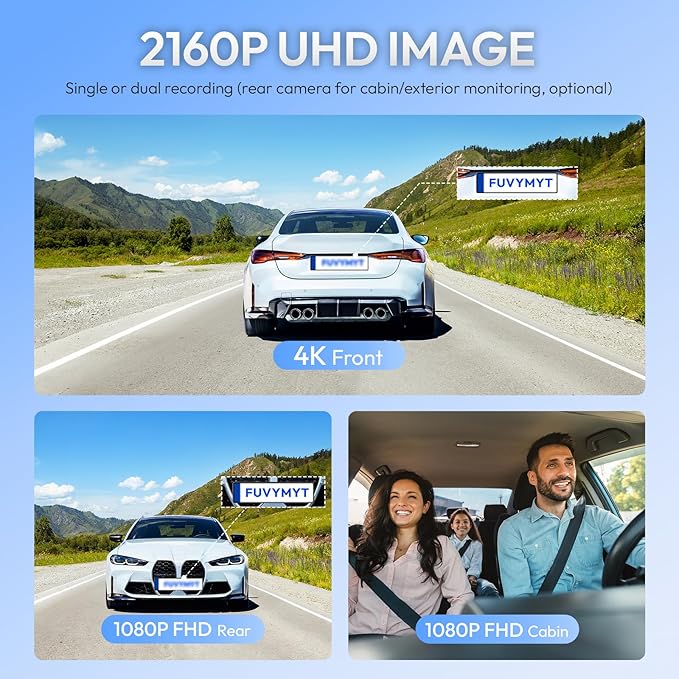 Single Channel 4K Dash Cam for Porsche Cayenne(E3) 2019-2026, 911(992) 2020-2024, Panamera(971) 2017-2026,Taycan 2020-2026,Macan 2025-2026,OEM-Style,Easy Installation,WiFi & App,64G Card