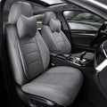 Grey Car Seat Covers Front Pair, Breathable Leather Automotive Front Seat Covers & Headrest for Reduce The Driving Fatigue, Compatible with Most Cars Sedans SUV Pickup Trucks