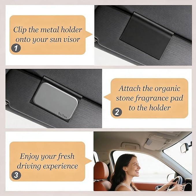 Car Air Freshener - Stone Air Freshener - Car Odor Eliminator - Long Lasting Scent - Car Scent - VISOR CLIP INCLUDED (Grove)