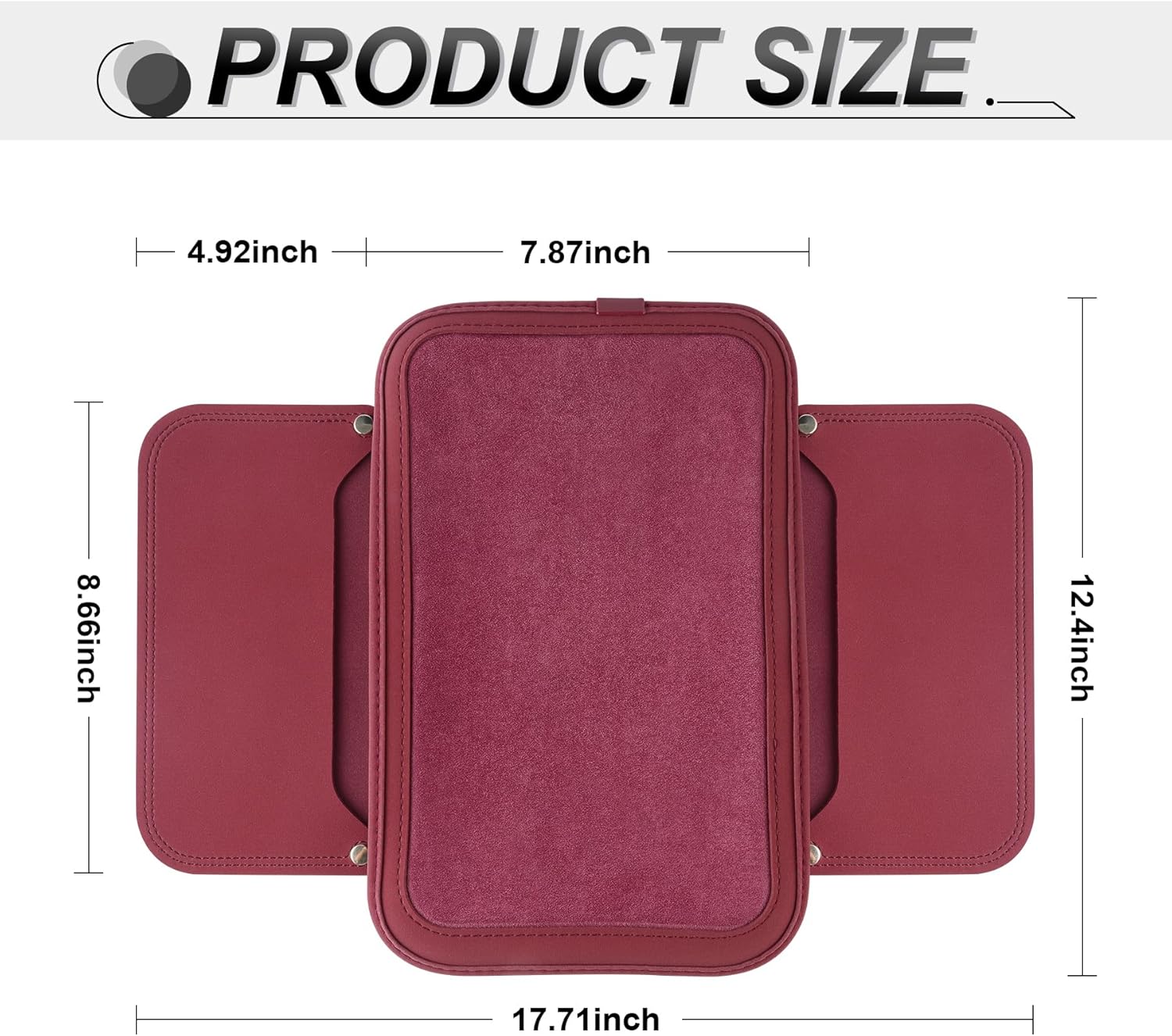 SINGARO Car Leather Center Console Cover with 2 Storage Bags, Universal Furry Fluffy Car Armrest Seat Box Pad, Comfortable Car Interior Accessories, Fits for Most Vehicles (Red)