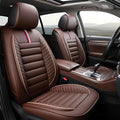 OASIS AUTO Car Seat Covers Full Set Premium Waterproof Faux Leather Cushion Universal Accessories Fit SUV Truck Sedan Automotive Vehicle Auto Interior Protector (OS-001 Brown)