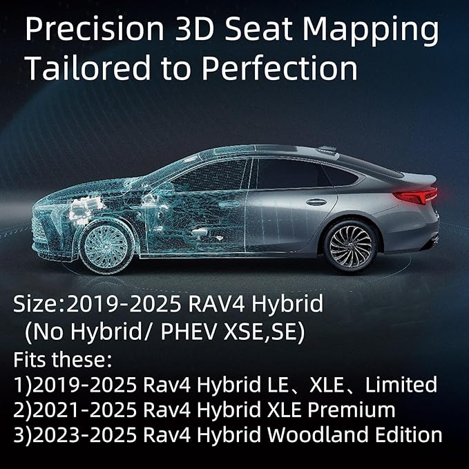 EKR Rav4 Seat Covers Custom Fit for Toyota Rav4 (Only Hybrid) 2019-2025 LE,XLE,XLE Premium,Limited,Woodland Edition,Car Seat Cover Full Set for SUV,Neoprene(Black)