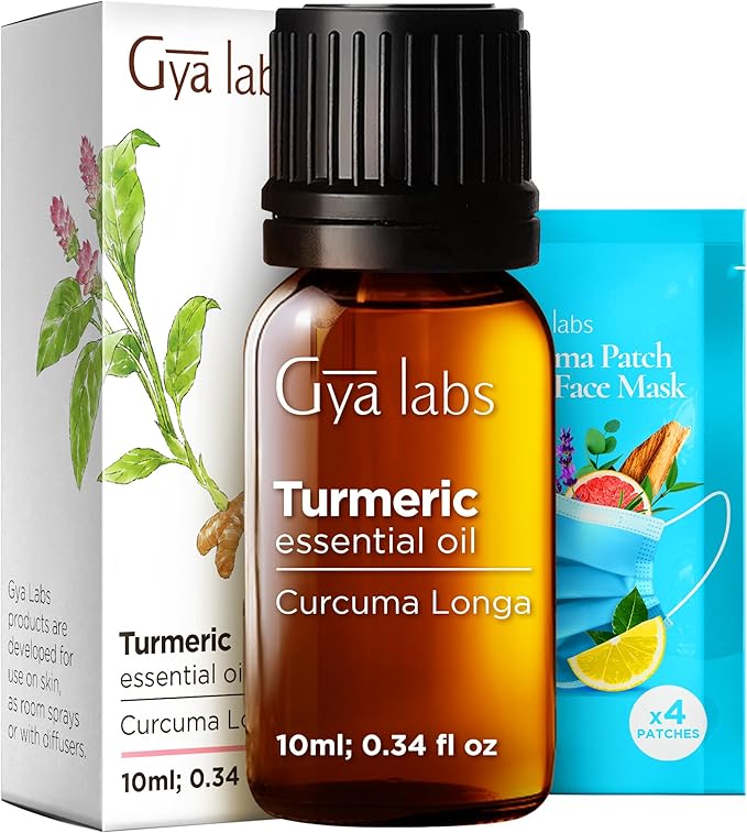 100% Pure Turmeric Essential Oil - 0.34 Fl Oz - Turmeric Oil for Hair, Skin, Diffuser, Aromatherapy & DIY Candle Making Scent
