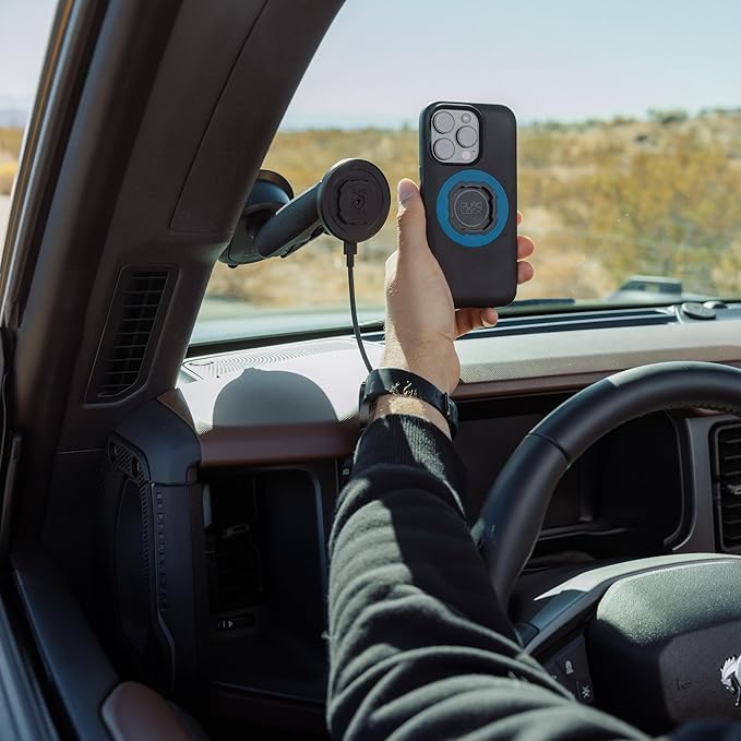 Quad Lock Heavy Duty Suction Car Phone Mount with MAG Phone Case and MAG Wireless Charging Head for iPhone 16 Plus