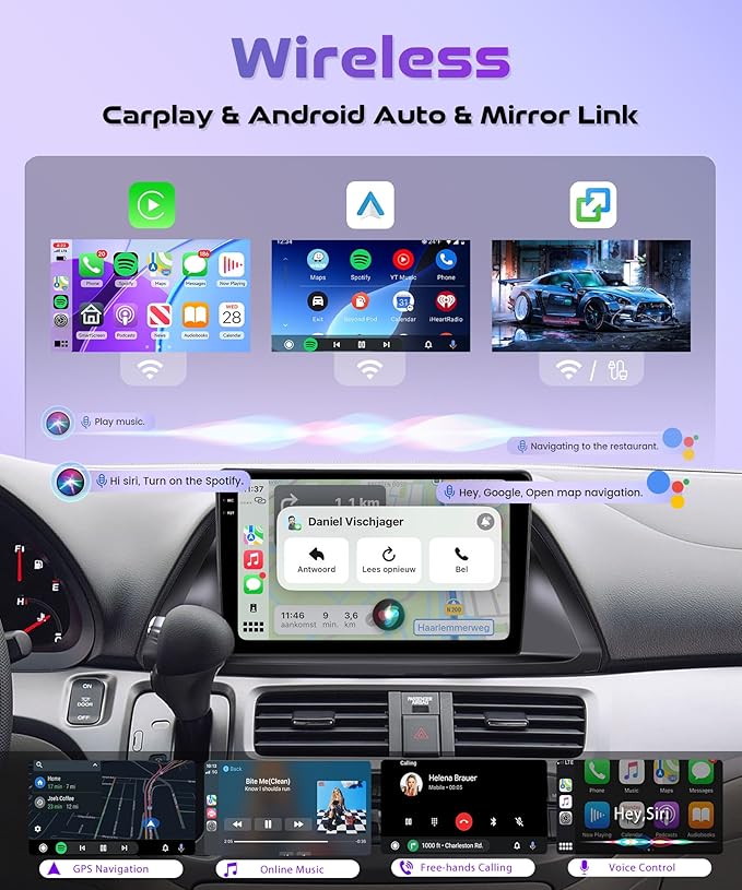 4Core 4G+128G Android 15 Car Stereo Radio for Honda Odyssey 2005-2010, Rimoody Wireless Carplay Andorid auto Mirror Link 10'' INCELL Touchscreen GPS WiFi Bluetooth 5.0 FM/RDS EQ-32 SWC Backup Camera