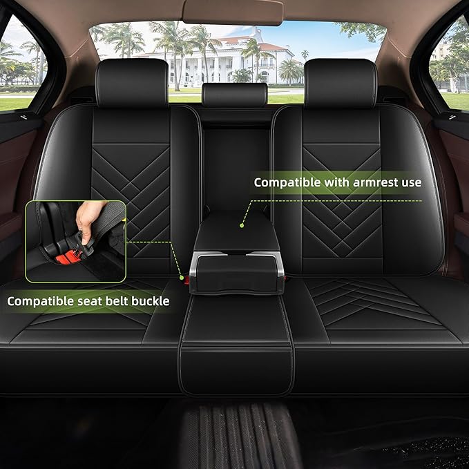 AOMSAZTO Car Seat Cover for Chevrolet Chevy Cruze 2011-2019 Full Set, Leather Car Seat Protector Waterproof, Non Slip Car Seat Cushion, Interior Seat Covers Automotive Accessories - Black