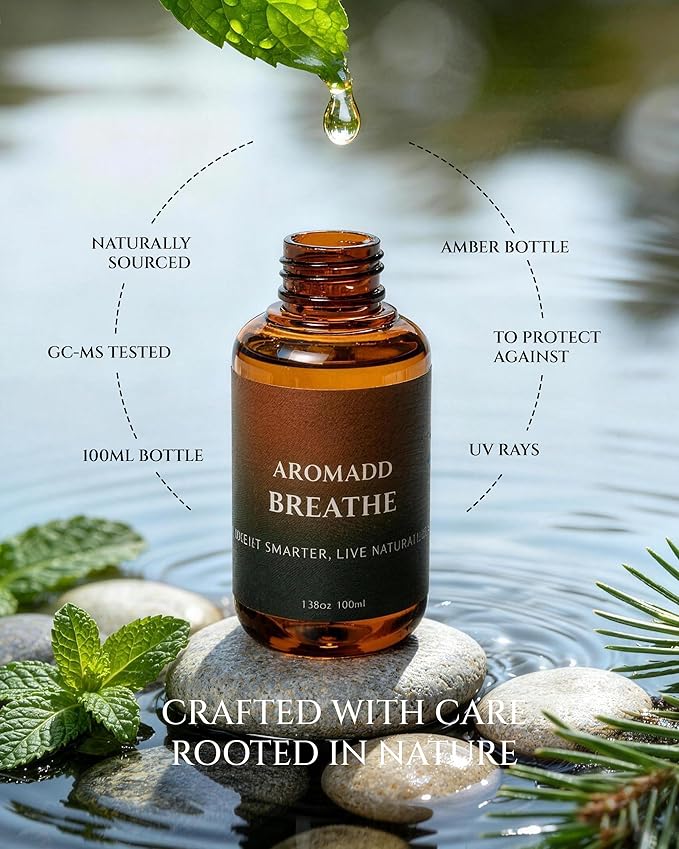 AROMADD Breathe Diffuser Oil 3.38 Fl Oz (100ml), Light Aroma Diffuser & Hotel Fragrance Diffuser Oil, Essential Oil Ideal for Anyone Who Loves a Fresh Scent Without Heavy Fragrance
