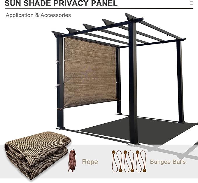 Alion Home Sun Shade Privacy Panel with Grommets and Hems on 4 Sides for Patio, Awning, Window, Pergola or Gazebo - Mocha Brown (12' x 10')