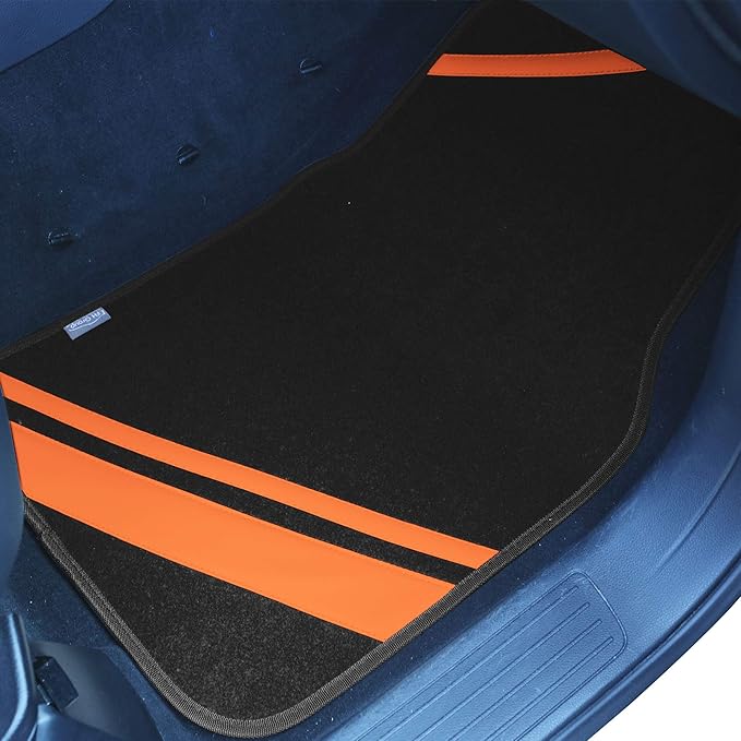 FH Group Car Floor Mats - Carpet Floor Mats for Cars, Universal Fit Automotive Floor Mats, All Purpose Car Floor Mats, Carpet Protector Mat for Most Sedan, SUV, Truck Floor Mats Orange