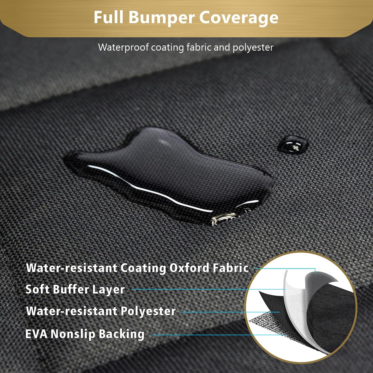 F-color SUV Cargo Liner for Dogs - Waterproof Pet Cargo Liner with Side Flaps, Comfort Dog Cargo Cover with Bumper Flap, Scrachproof Non-Slip Large Size Universal Fit SUVs Sedans Trunks Vans, Black