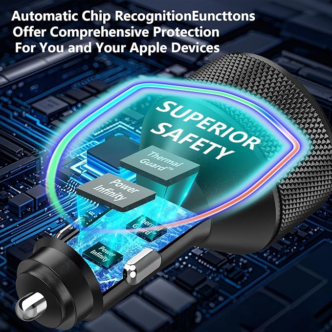 Car Charger USB C, Stuffcool 90W PD Dual USB-C & USB-A Car Power Adapter 4 in 1 PD/QC Type C Fast Charge Cigarette Lighter Adapter USB Charger for iPhone 17 17 Pro 16 15 14 13 12/Galaxy S26 S25/Pixel