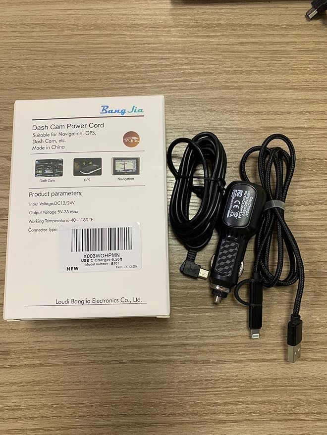 Dash Cam Charger USB C,Type C Dash Cam Power Cord,Dual USB Fast Charger, Compatible with REDTIGER F7N Series,Vantrue N4 and N2S Series,WOLFBOX Mirror cam,AZDOME,Pelsee and GPS Navigator(6.56FT)