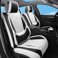Car Seat Covers Front Seats, Luxury Leather Waterproof Non-Slip Seat Protector Universal Fit for Most Cars SUVs Trucks Pick-ups,White and Black Car Accessories Interior(Front White)