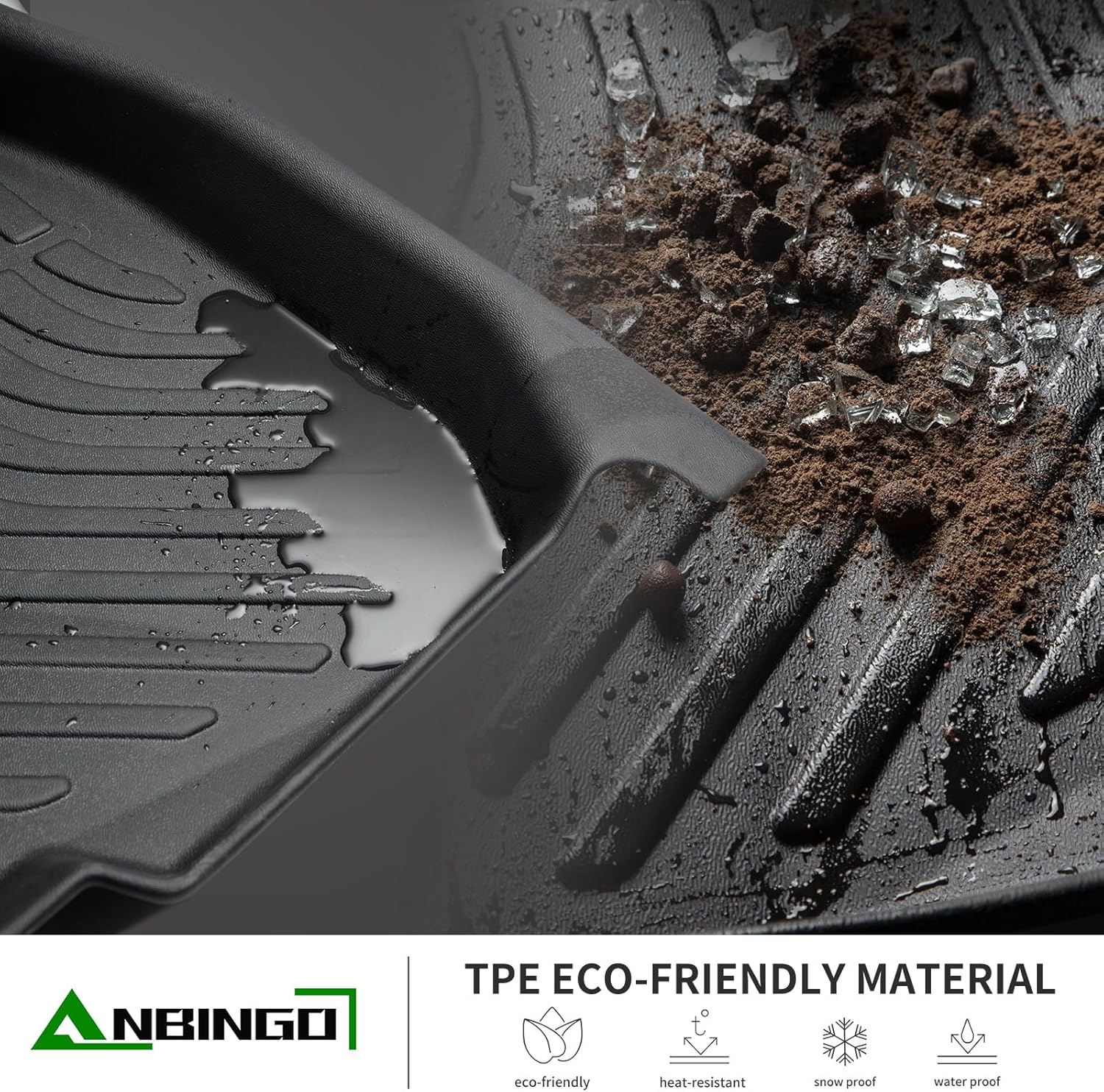 ANBINGO®-Floor Mats for Toyota Prius 2016-2022, Fits Toyota Prius Prime 2017-2021, (Not fit Prius C & Prius V) - All Weather Protection TPE Car Floor Liners 1st & 2nd Row Accessories Black