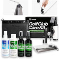Pro Golf Club Care Kit – Cleaner, Polish, Brush, Groove Sharpener, Grip Cleaner, Magnetic Towel & Leather Bag – Restores Clubs, Removes Rust & Scratches, Renews Tackiness – Golf Gifts for Golfers